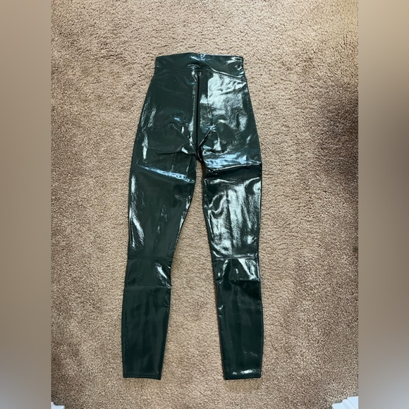 Spanx Faux Leather Leggings in Deep Green - Picture 5 of 7